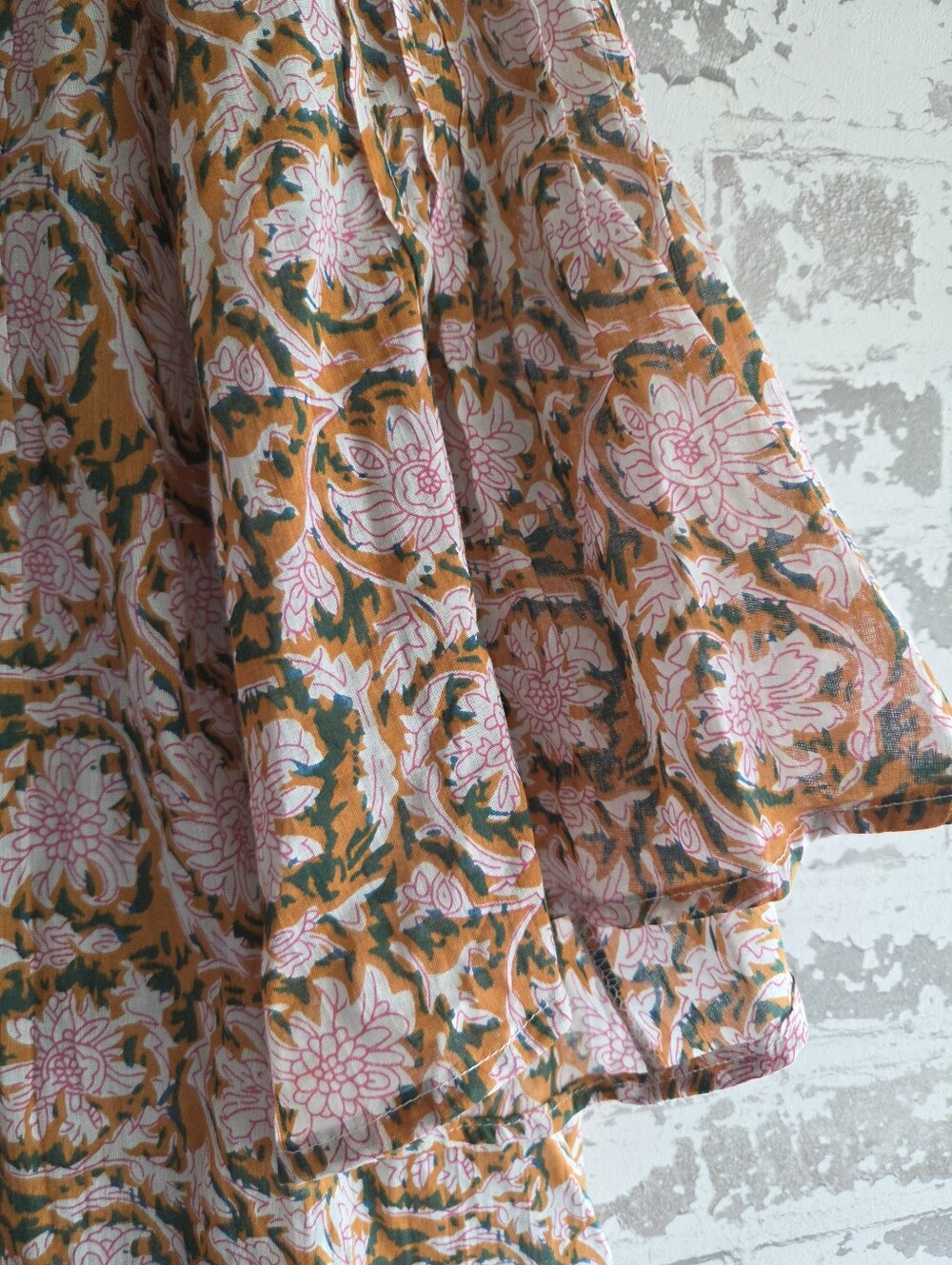 ​Sigrid Olsen Cotton Block Print Boho Blouse Tassel Tie Size L - Picture 4 of 12